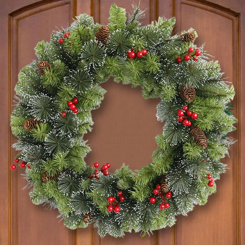 Christmas Holiday Art Wreath Artificial Lighting Simulation Wreath Festival Theme Multifunctional for Door Window Fireplace