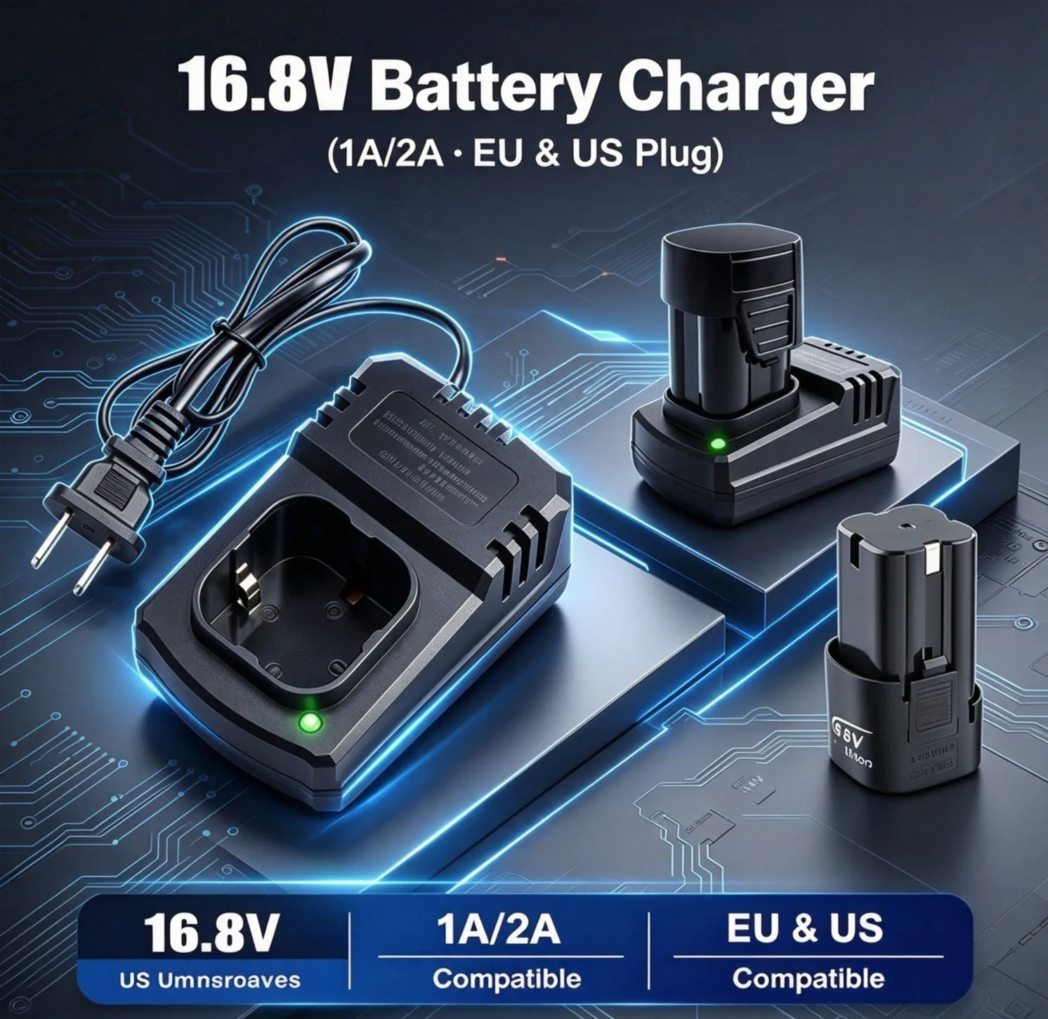EU US Plug 16.8V 1A 2A For Model Charger Electric Drill Electric Wrench Angle Grinder Charger Electric Tool Battery Charger
