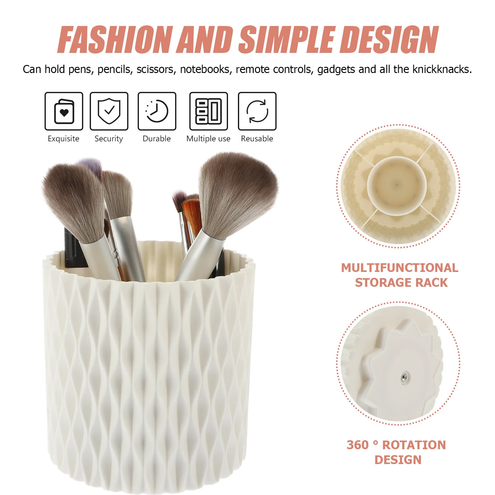 

Brush Holder Rotatable Design Makeup Tool Storage Bucket Desk Organizer for Pens Nail Art Brushes Home Office Decor
