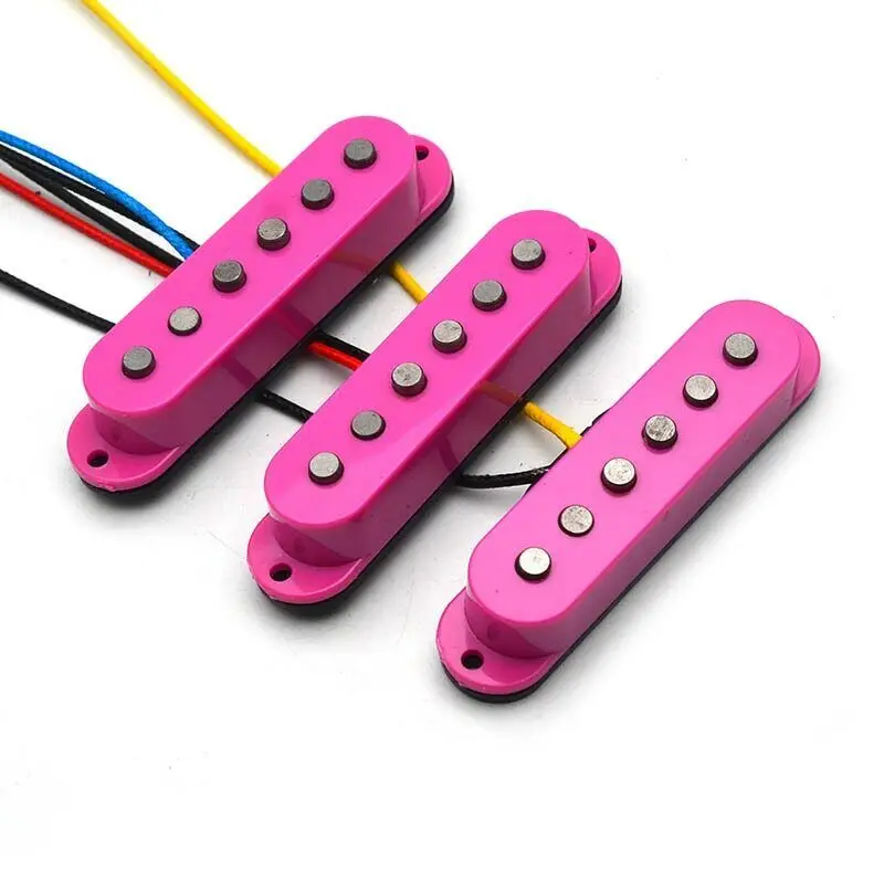 Pink Alnico 5 Single Coil Staggered Top Fiber Bobbin Electric Guitar Pickups Pro Guitar Accessories