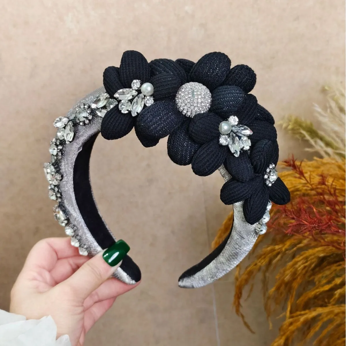 New European and American Hot-Selling Retro Crystal Flower Headband High-End Feel Party Hair Accessory