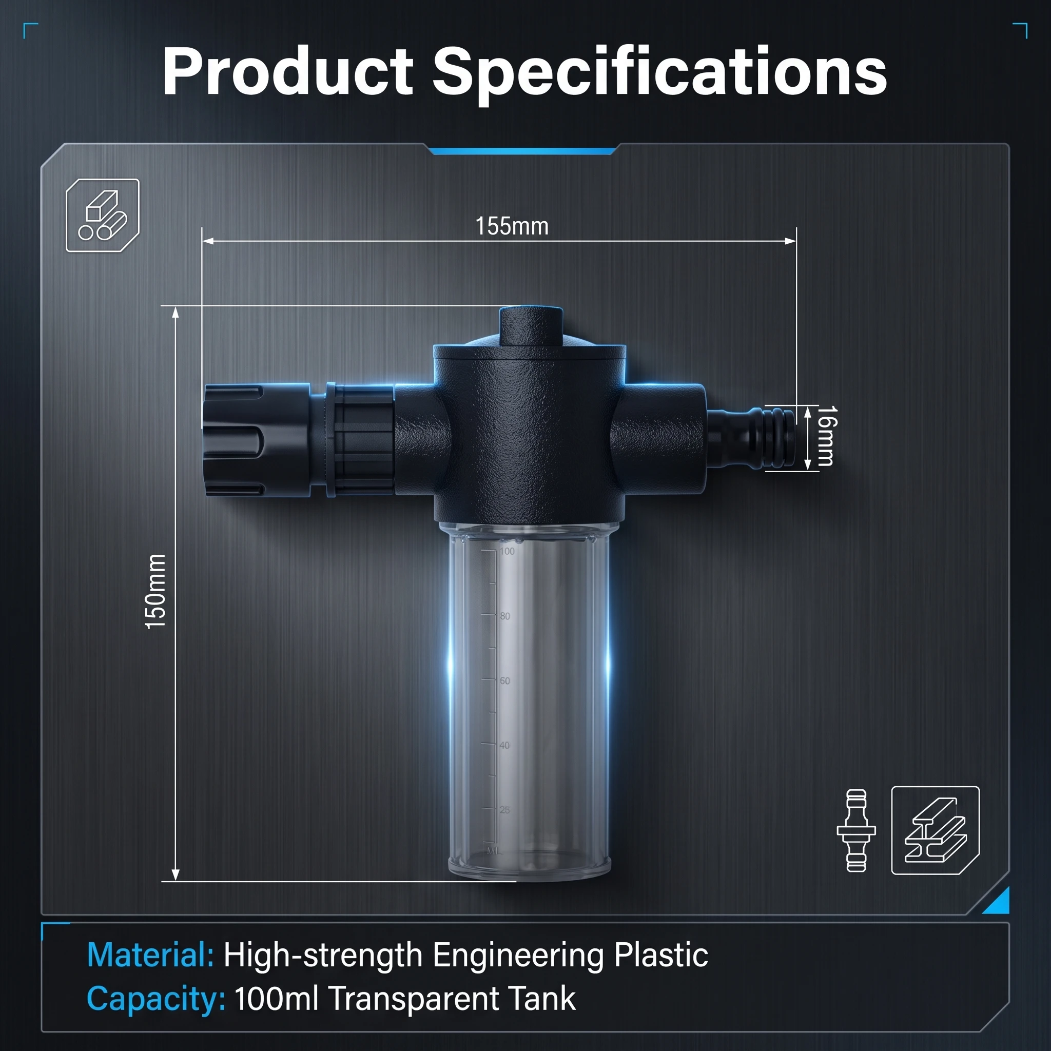 3-Level Adjustable Foam Cannon Car Wash Sprayer Transparent Bottle Pressure Washer Foam Generator