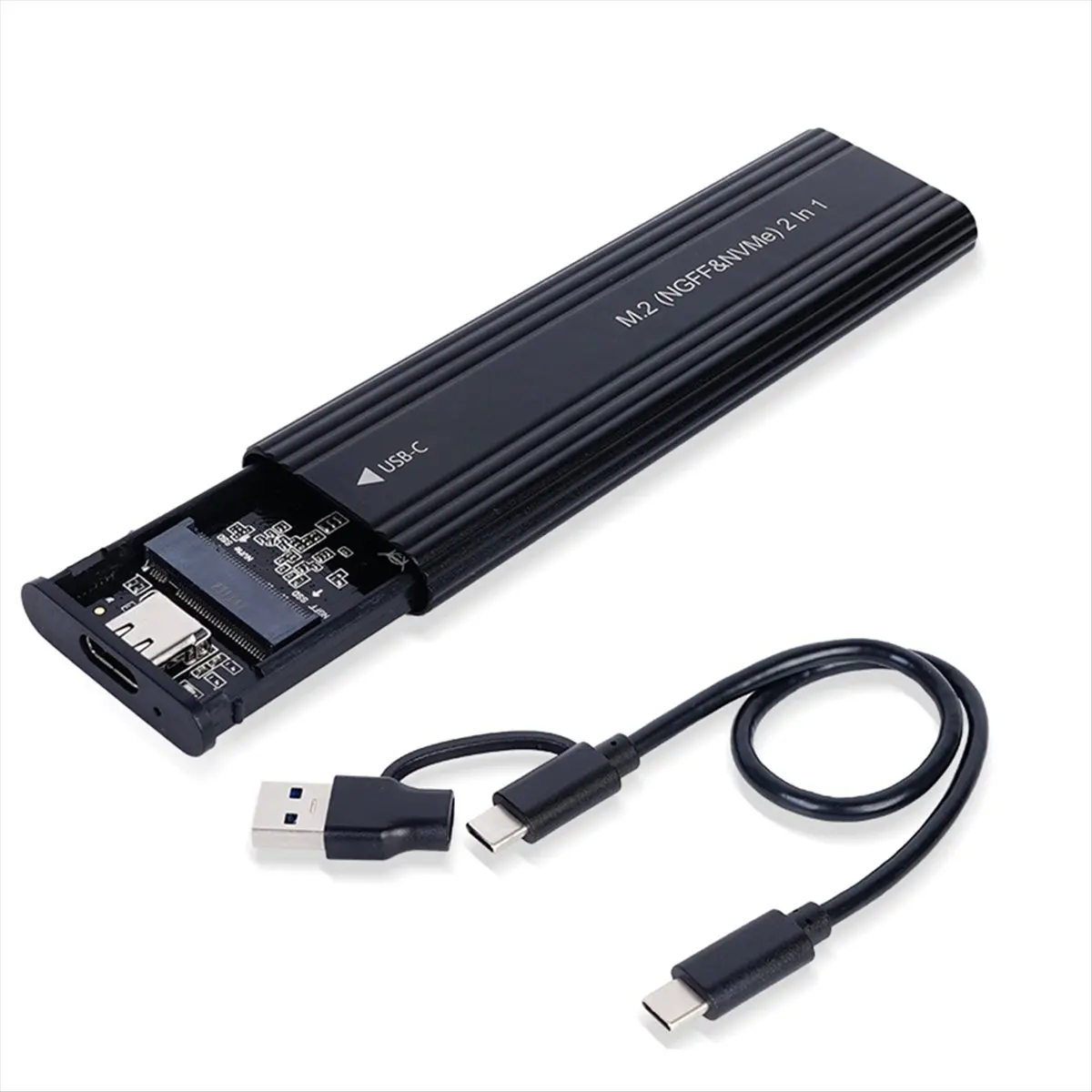 [VALUE PACK]NVME M.2 SATA Drive External Enclosure 2230/2242/2260/2280 M.2 to USB C 10Gbps SSD Aluminum Case Type C SSD