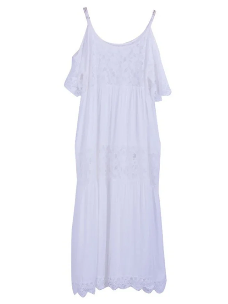 2025 nova renda emendada bikini cover-ups mulheres praia cobrir fora do ombro sólido verão moda feminina vestido clássico beachwear