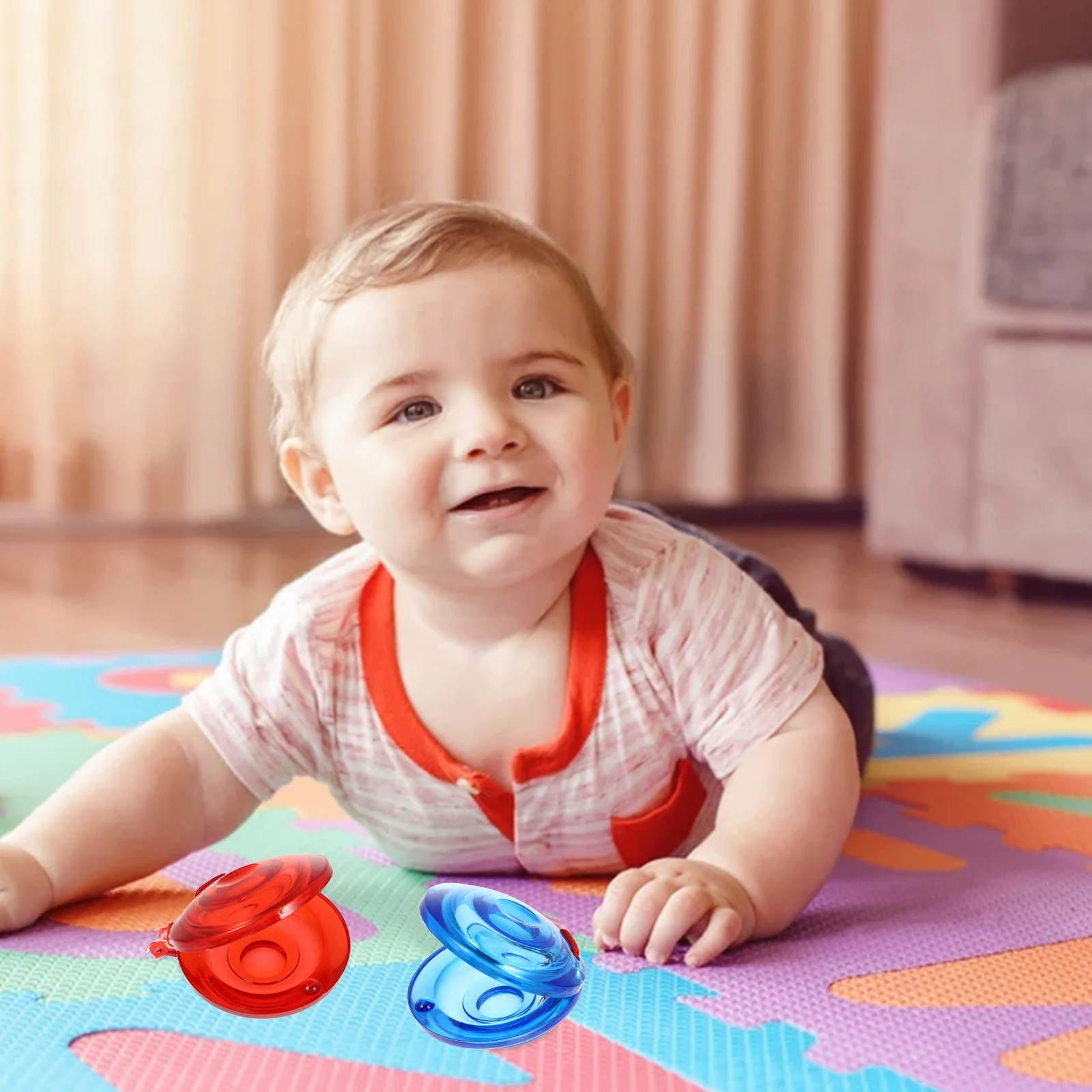 20 pezzi per bambini nacchere giocattolo strumenti musicali in plastica in età prescolare giocattoli a percussione per bambini che batte suoni ritmi