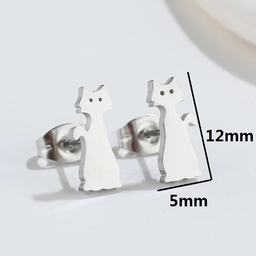 Cute Animal Cat Stud Earrings for Women
