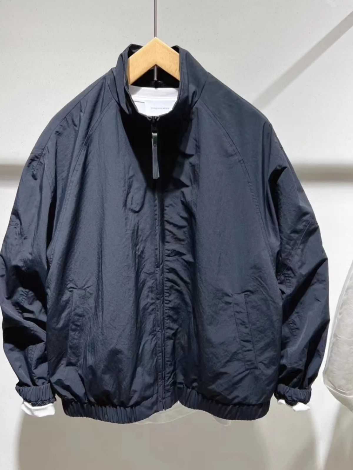 

Trendy Youth Casual Loose Fit Men's Jaet Stand Collar Windbreaker Pure Color Versatile Autumn Workwear American Sle