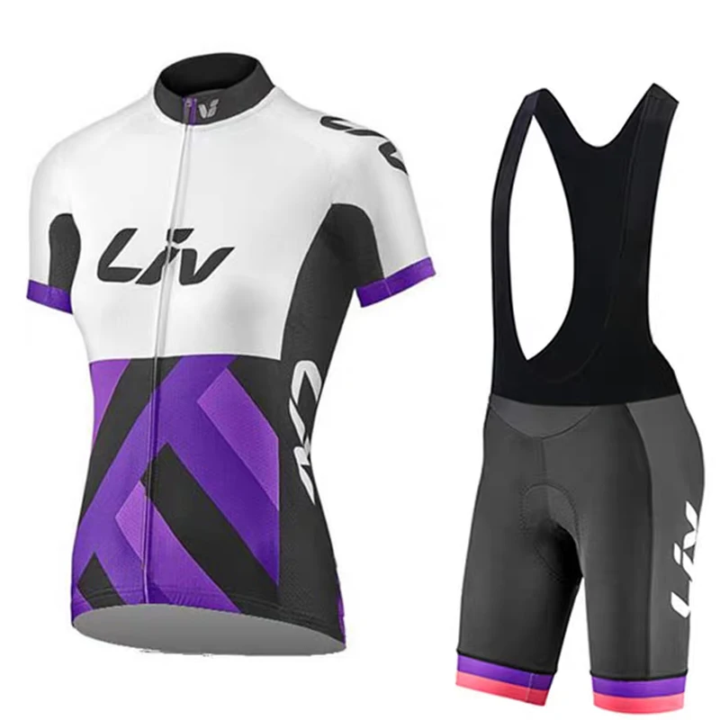 

LIV women's cycling sports shirt set short sleeved cycling top sponge cushion cycling shorts summer cycling jersey cycling bib