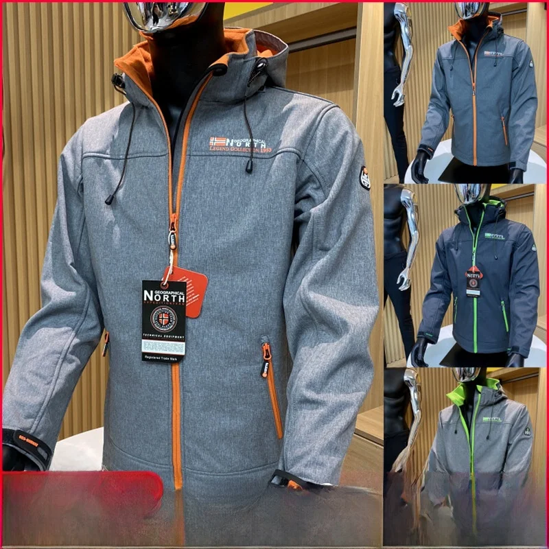 

Nordic Legend Outdoor Men's Fce Lined Waterproof Hooded Soft ell Jaet Autumn Winter Windproof Coat Youth Stand Fit