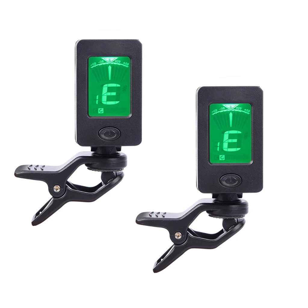 NAOMI 2PCS Electric Guitar Tuner Foldable Rotating Clip On LCD Screen High Sensitivity Ukulele Guitar Bass Parts Accessories