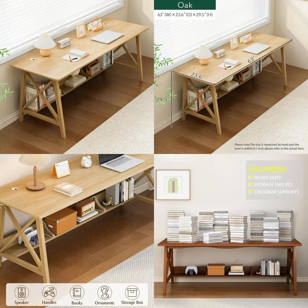

Деревянный стол на двух человек с книжной полкой для домашнего офиса и учебы, с полкой для хранения