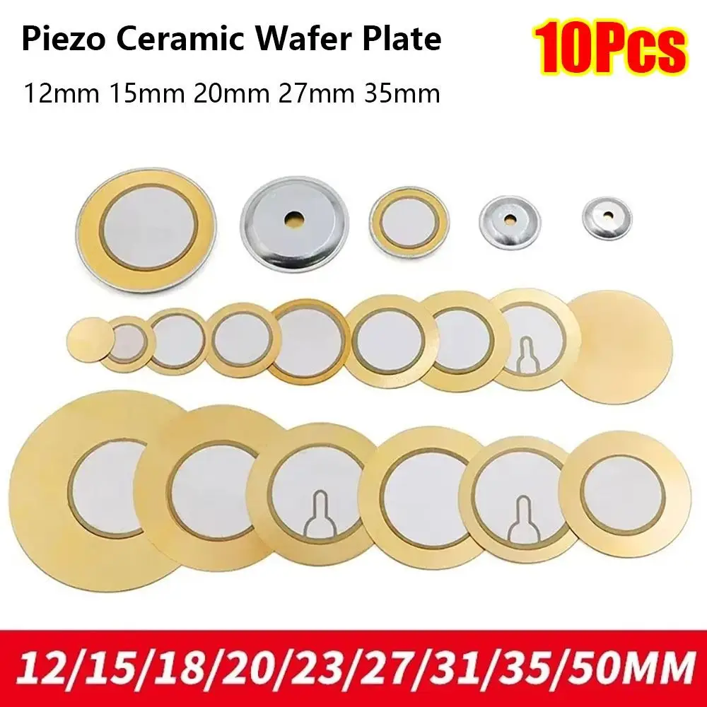 10Pcs 12-50mm Piezo Ceramic Wafer Plate Copper Sheet Piezo Ceramic Piezoelectric Ceramic Disc Brass Case 3-Pin