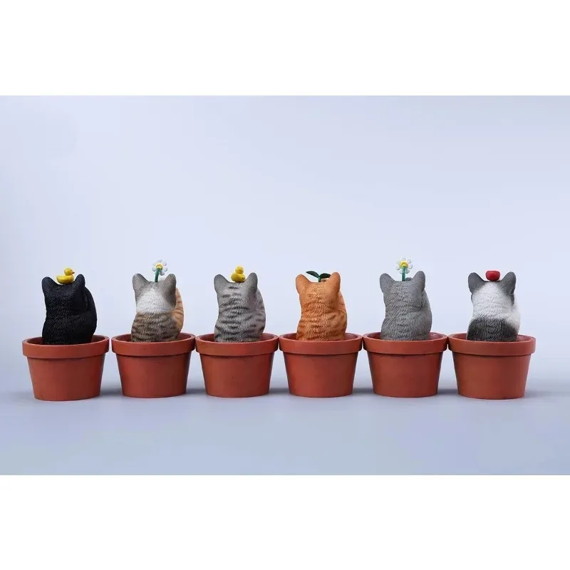 1/6 Schaal Simulatie Hars Leuke Bloempot Kat Meerdere Kleuren Diermodel voor 12 inch Speelgoedfiguren Scène Accessoire Cadeau Verzamelen
