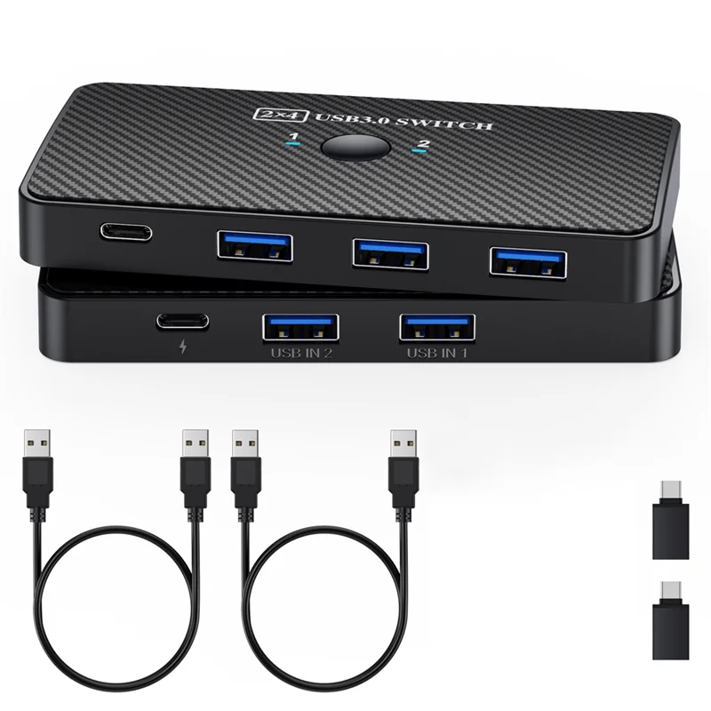 ABSQ-USB3.0 スイッチアダプタ 2 入力 4 出力 USB 3.0 スイッチャー KVM スイッチャー プリンターシェアラー コンピューターキーボード用 USB スイッチ