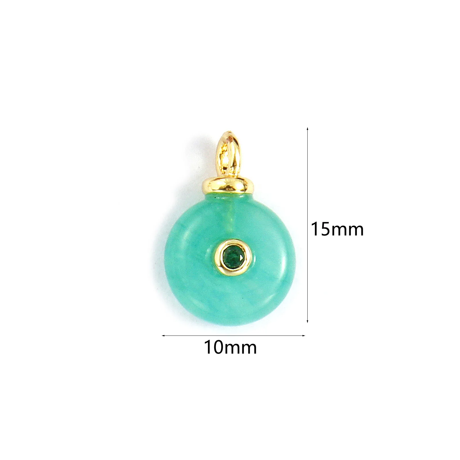 1 Piece Cubic Zirconia & Natural Stone Geometric Charms Round 18K Gold Plated Pendants For DIY Necklace Bracelet Jewelry Making