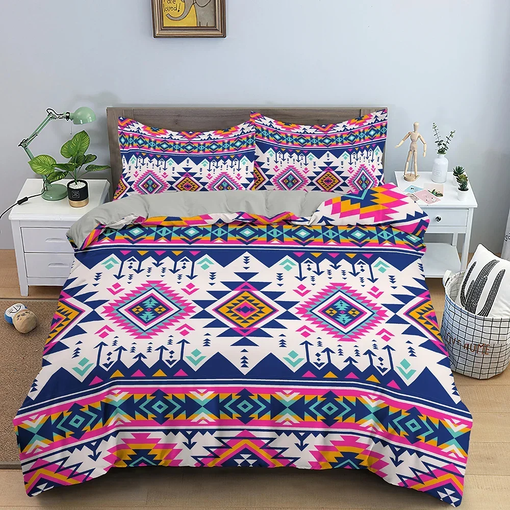 3D Ethnic Geometric Pattern Duvet Cover Bedding Set For Bedroom Luxury Quilt Cover Soft Cozy King Queen Full Double Bedclothes