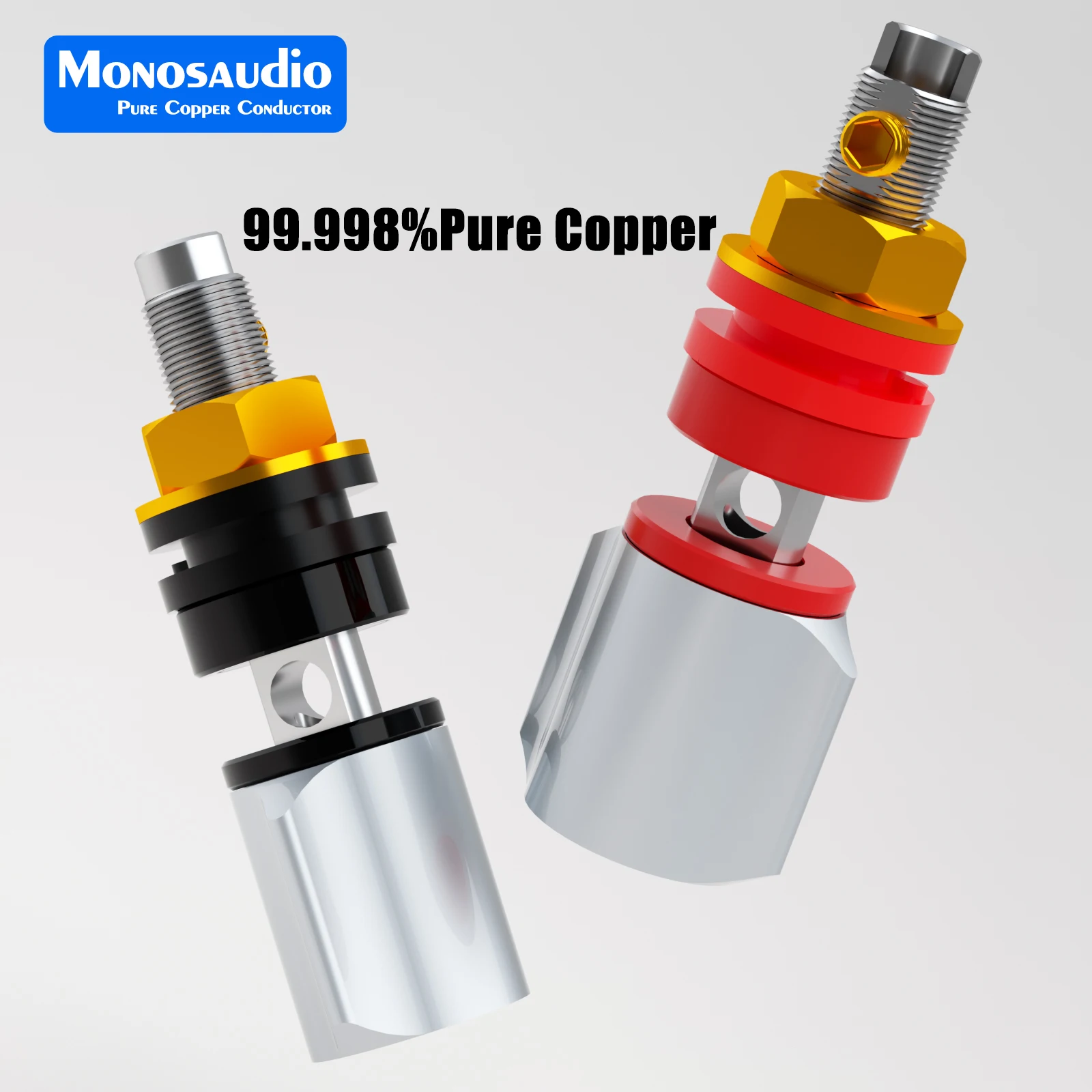 

Monosaudio BP452G/R 99.998% Pure Copper Gold/Rhodium Plated Binding Post Termial Connector Plug HiFi loudspeaker socket