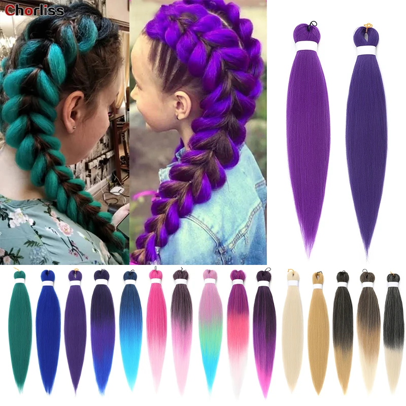 Synthetic Ombre Yaki Easy Braids Hair Halloween Jumbo Braiding Hair Extensions Pre Stretched For Women Kids Wholesale Chorliss