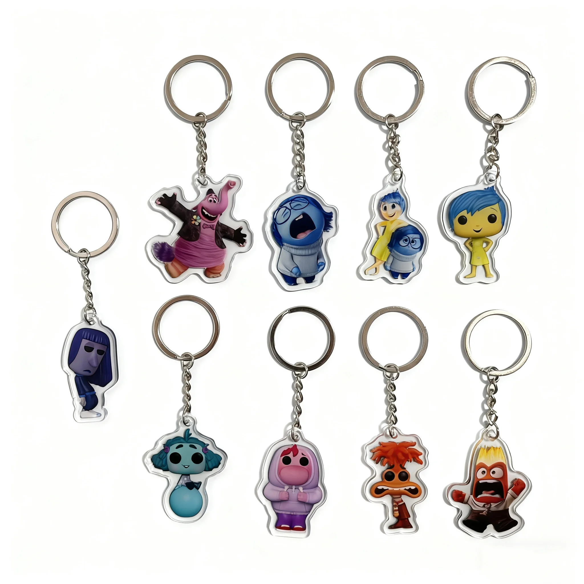 مجموعة سلسلة مفاتيح مصنوعة من الأكريليك مكونة من 9 قطع، شخصيات غضب الحزن الفرح، حلقة مفاتيح ساحرة لحقيبة الظهر، هدية للأصدقاء المشجعين #6