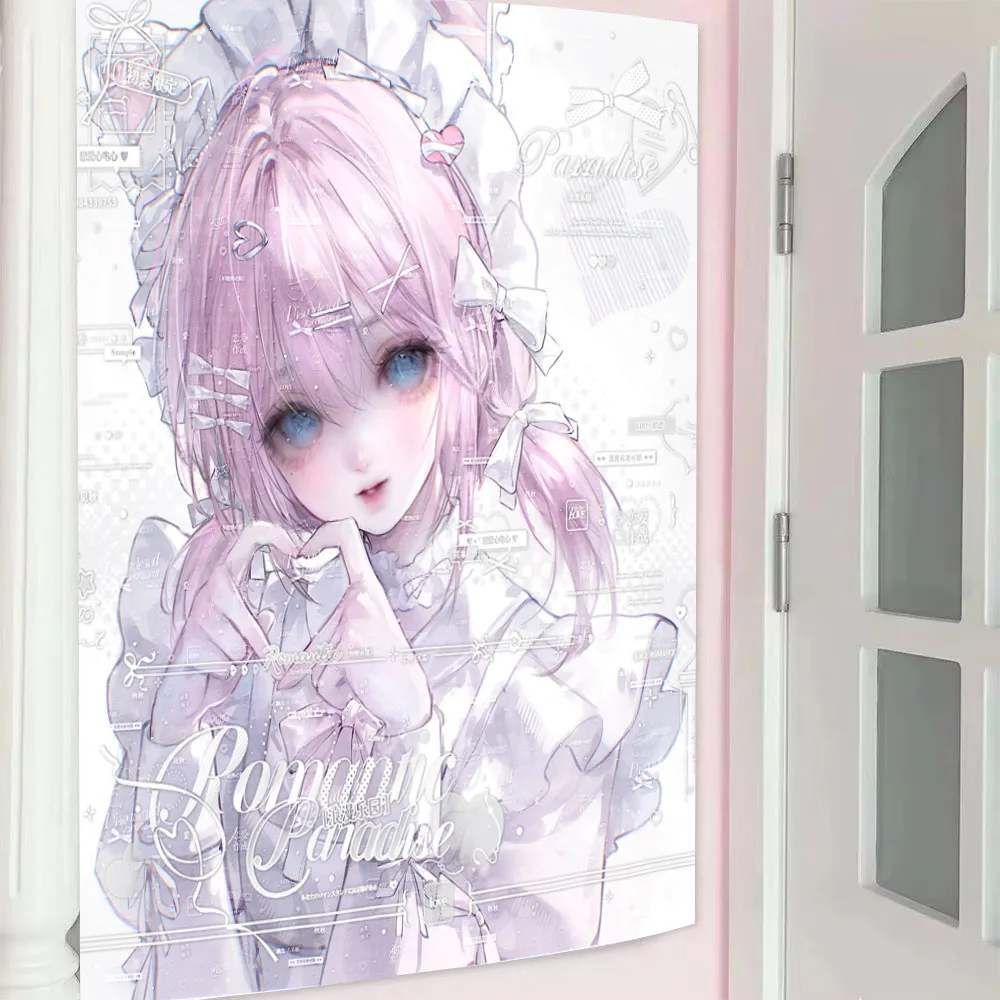 Original Cute Maid Outfit JK 2D Girl Tapestry Ins Style Interior Decor Kawaii Room Aesthetic Background Cloth