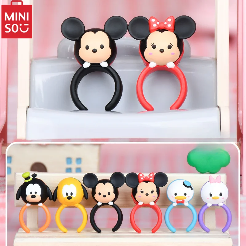 Miniso Disney Super Cute Ring Series Blind Box Cartoon Character Mickey Mouse Donald Duck Girls' Accessories Children's Gifts