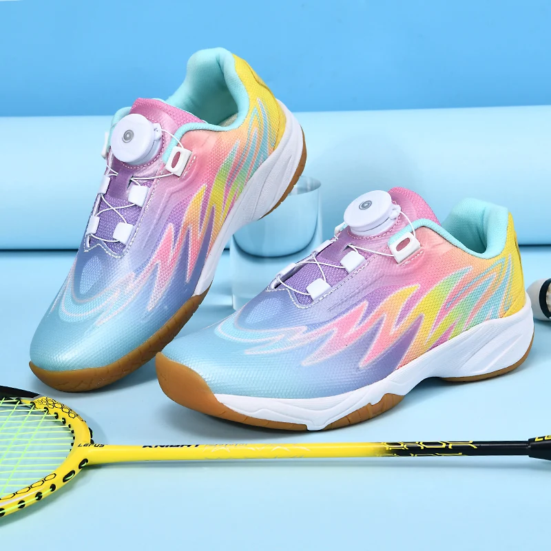 Professional Children Badminton Sneakers Volleyball Training Shoes Quick Lacing Boy Girls Kids Table Tennis Sneakers  75518