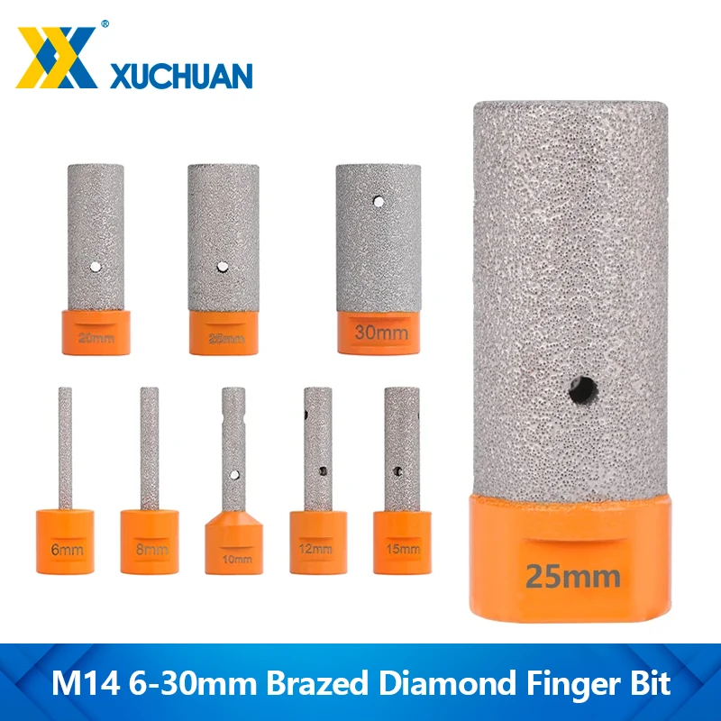 

XUCHUAN 1PC 6-30mm Brazed Diamond Finger Bit M14 Thread Chamfer Bit For Tile Marble Ceramic Granite Enlarge Hole Milling Tools