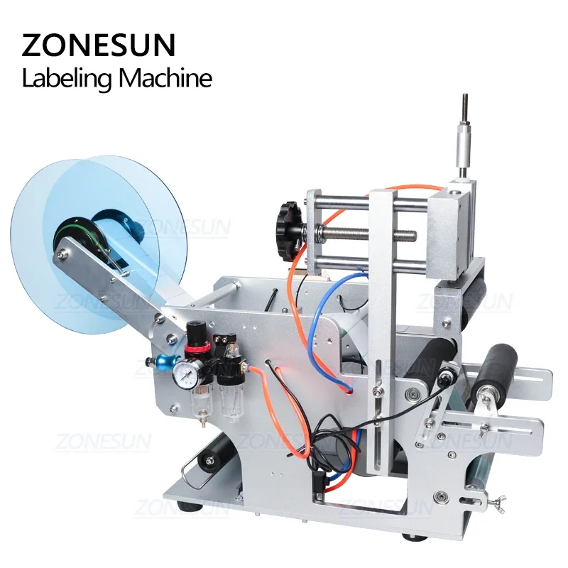 ZONESUN TB-80 Semi Auto Round Bottle Labeling Machine Desktop Bottle Labeler Applicator for Glass Plastic Jar Wine Can Cosmetic