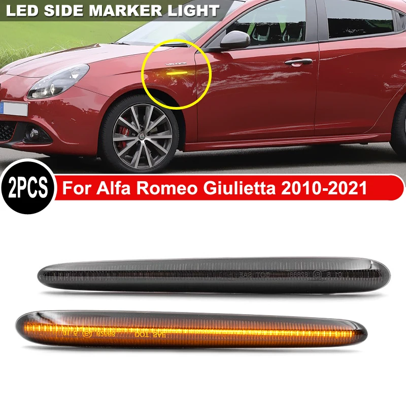 2Pcs LED Side Marker Light Dynamic Indicator Lamp For Alfa Romeo Giulietta Veloce/Ti/Sprint 2010-2021 Replace OEM 50522993