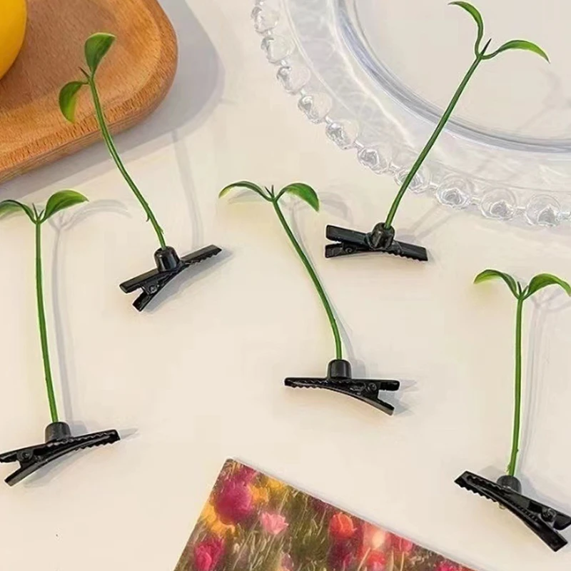 1Pcs Funny Show Bean Sprout Grass Hairpin Flower Plant Hair Clips For Kids Girls Women Hair Styling Tool Decoration Accessories