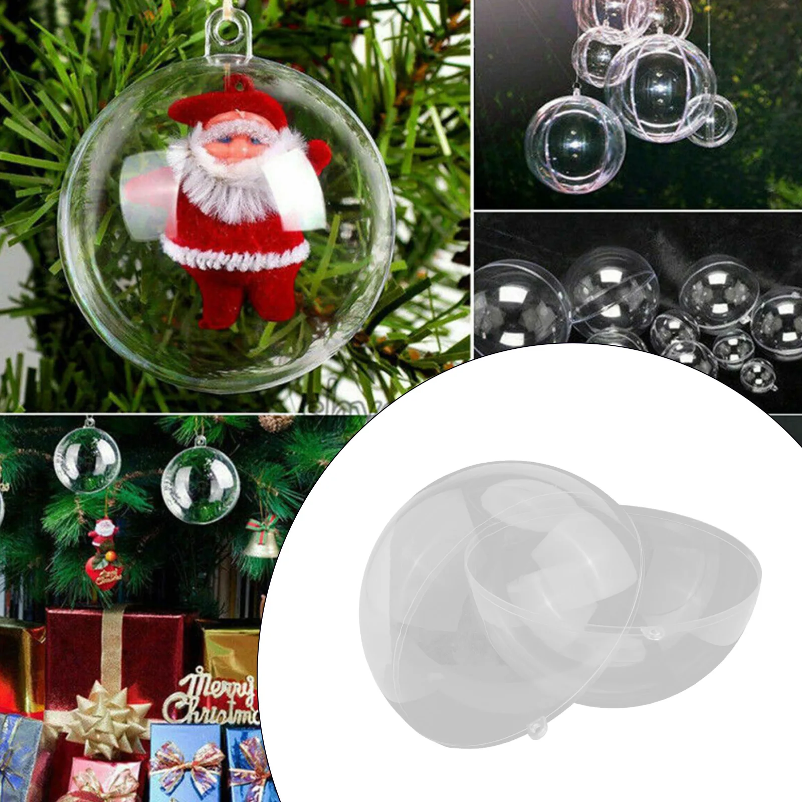 

Brand New Christmas Ball Xmas Decor Plastic Shopping Transparent 12cm 14cm Chocolates Christmas Christmas Tree