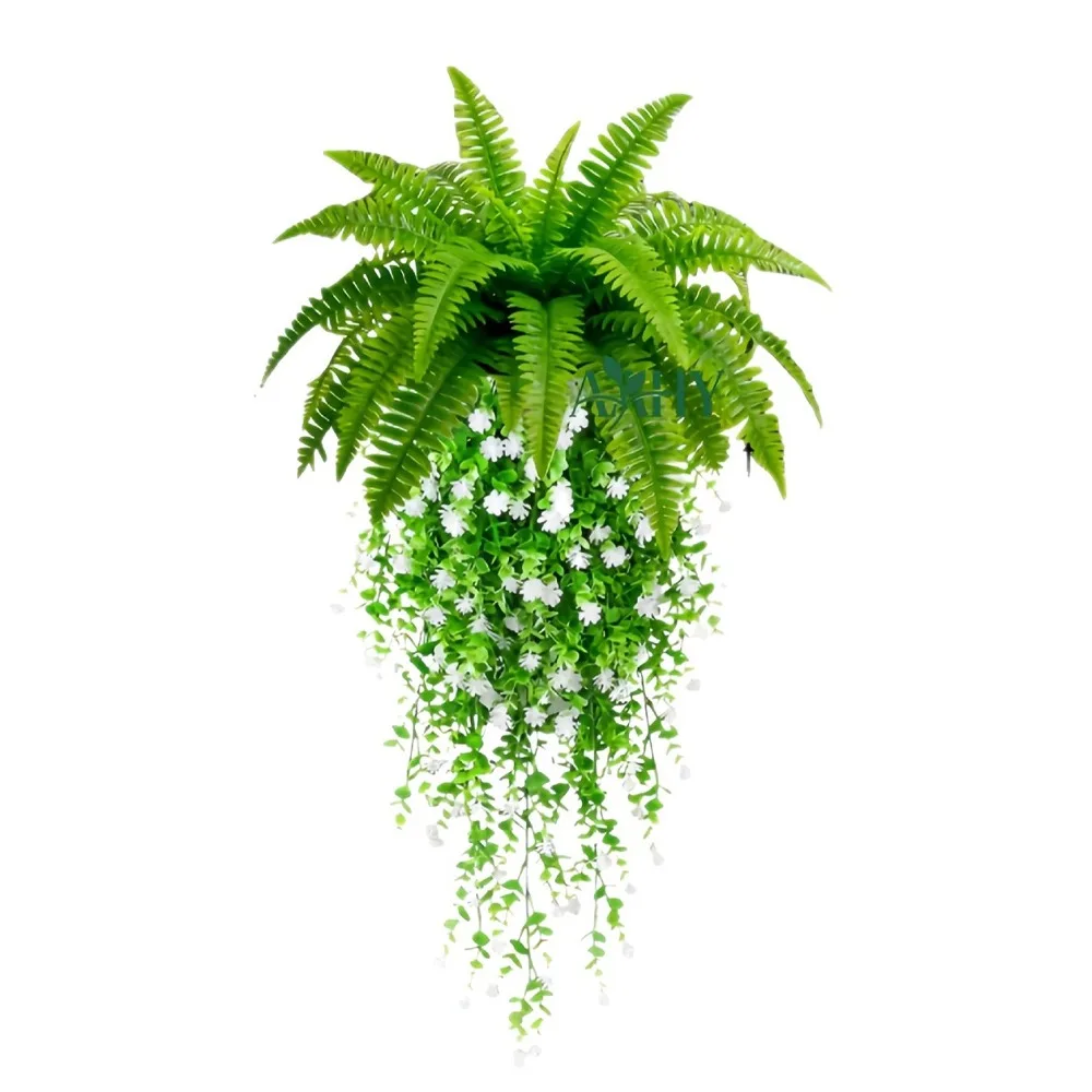 

UV Resistant Artificial Persian Fern Leafs Plastic Realistic Mixed Persian Leafs Flower Set Lush Leaves Real Touch