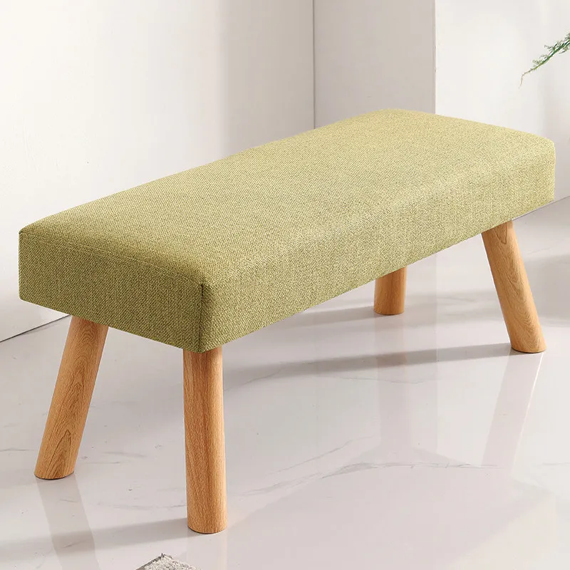 Wooden Upholstered Shoe Bench Entryway Changing Seat for Home Modern Minimalist Long Plush Stool