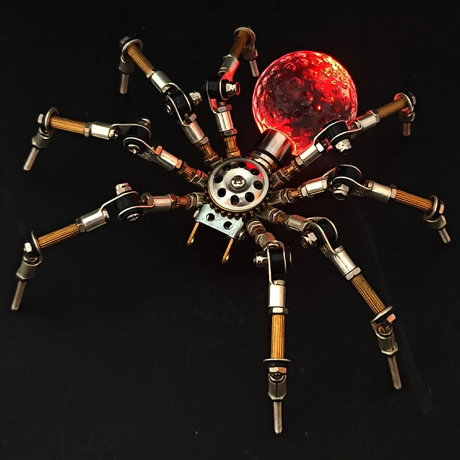 3D Puzzle Metal Luminous Spider Model Kit Steampunk Mechanical Insects Dragonfly Mantis DIY Assembly Toy Kids Teens gift