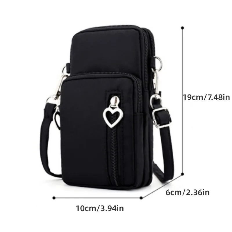 Borsa New Mobile Phone femminile ThreeLayer Mini ShoulderMessenger borsa da braccio per cambio chiave da polso