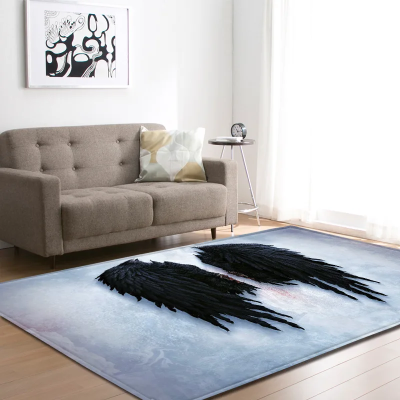 Angel Wings Living Rom Area Rug Kawaii Wing Carpet Rug for Home Parlor Bedroom Sofa Doormat Non-slip Floor Mat Home Decor