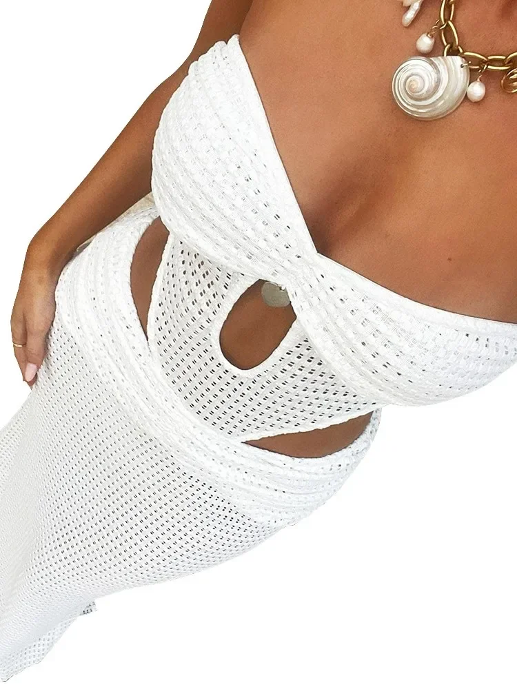 Sexy Women Fishnet Cover Up Rainbow Hollow Out Bodycon Maxi Dress Without Bikini Vacation Dress Beachwear 2025 Summer
