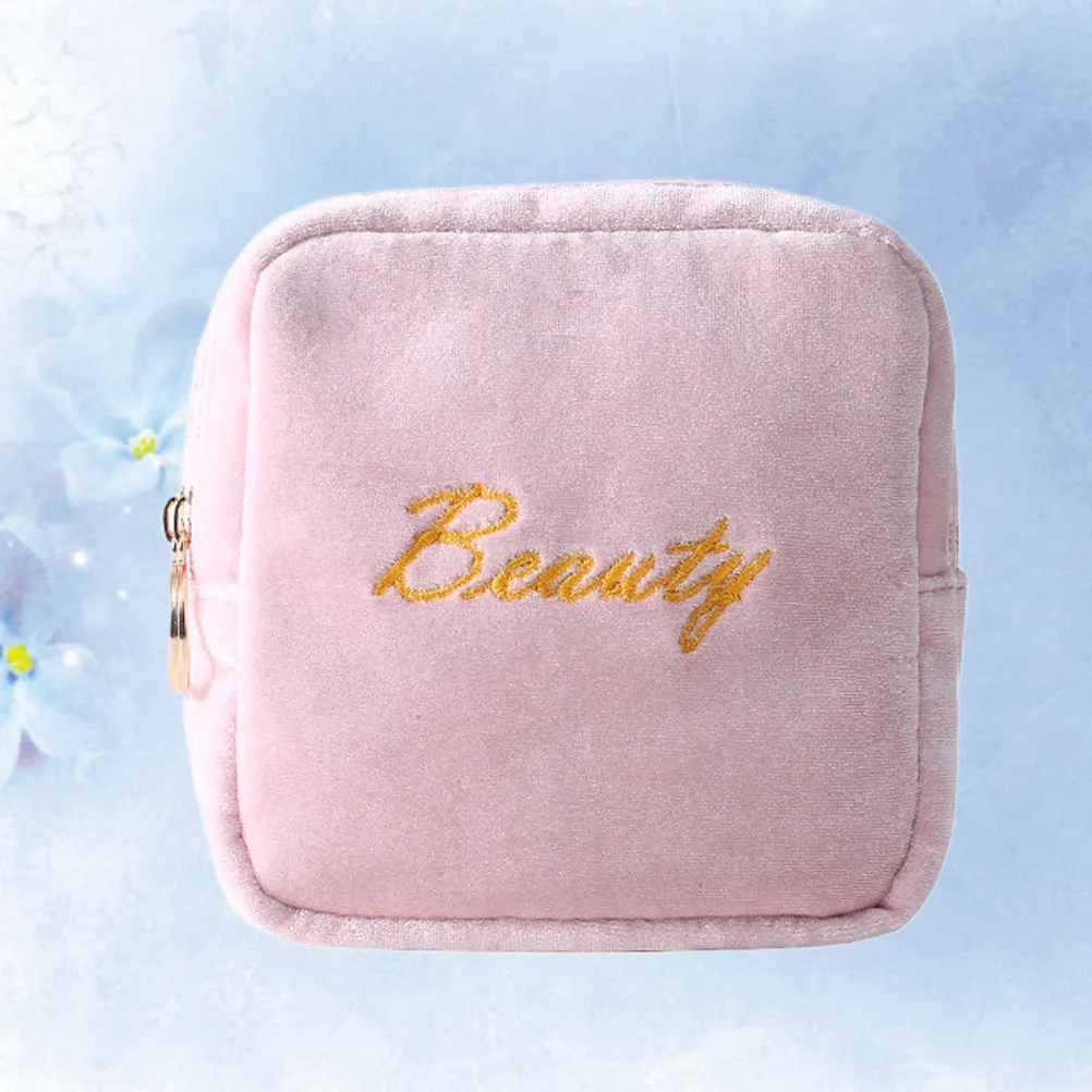 

Flocking Sanitary Napkin Bag Pink Portable Organizer Fits 5-6 Pads Separate Clean Dirty Storage Pouch for Menstrual Cup Nursing