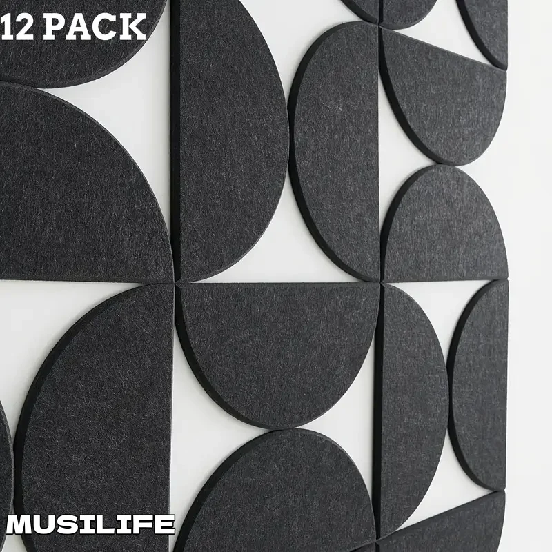 

Faux Brick Acoustic Panels-Self-Adhesive Felt Wall Stickers Semicircle Backboard Peel and Stick Soundproof Decor for Walls 12pcs