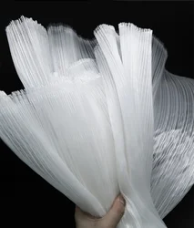 Bright Pleated Organza Fabric Sew Wedding Dress And Fashion Pleated Mesh Fabrics,DIY Shape Stiff Designer Fabrics by the meter