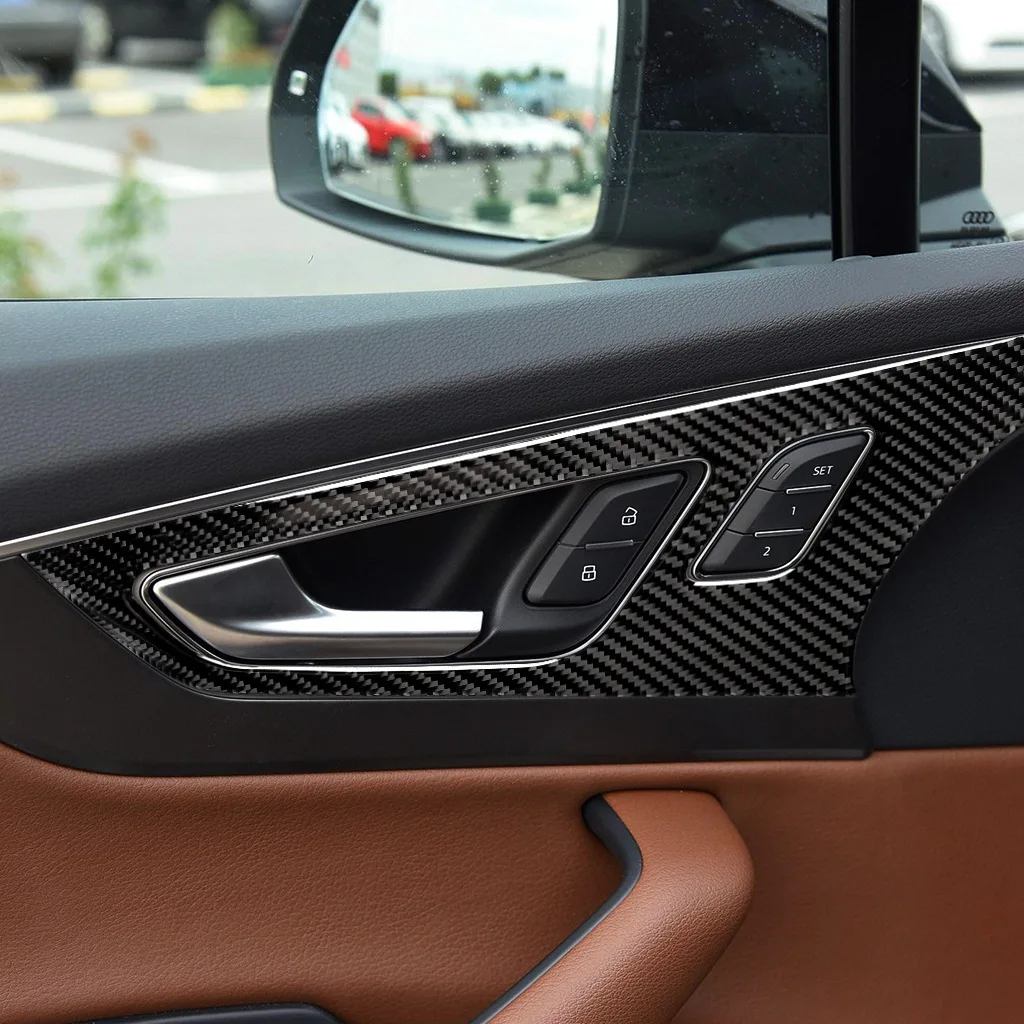 3*3 3K Real Carbon Fiber Interior Door Panel Handle Armrest Trim for Audi Q7 SQ7 2nd Generation 4M Pre-facelift 2016 - 2019