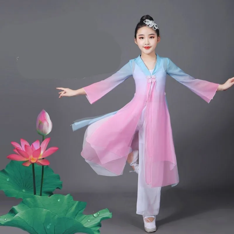 2023 New Children's Classical Dance Training Clothes Dancing Uniform Chinese Folk Dance Gradual Change Performance Clothes LE712