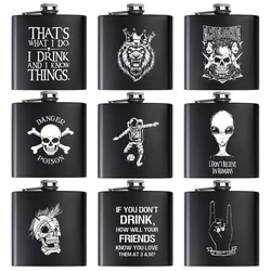 6oz Stainless Steel Outdoor Hip Flask Pocket Laser Print Hip Flask Portable Wine Whiskey Jug Bottle