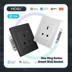MOES Tuya ZigBee Smart Socket UK Wall Embedded Outlet Energy Monitor Indicator App Remote Control Voice Cotrol Alexa Google Home