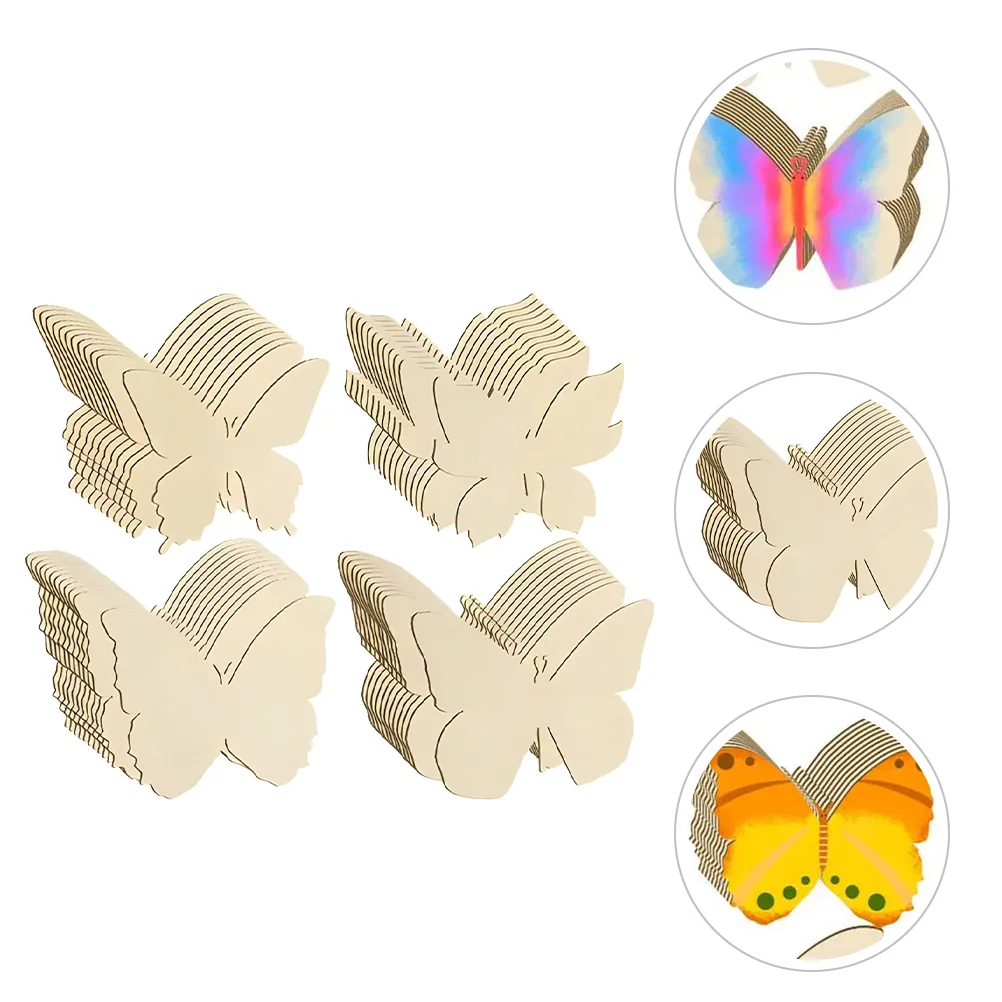 

48pcs Unfinished Wood Slices Diy Butterfly Cutouts Wooden Craft Supplies For Party Decor Hanging Ornaments Handicrafts Tools