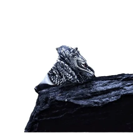 S925 Sterling Silver power style personalized national style faucet zircon ring Thai silver retro hipster dragon ring