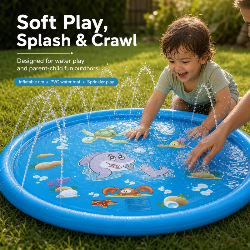 Grassland Water Spray Pad Toy 100cm Ice Pad Lnflatable Children's PetsThick PVC Water Sprinkler Outdoor Play Lawn Summer Toy