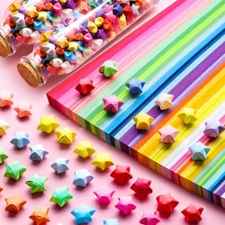 Tiras de papel de estrellas de Origami, decoración de estrellas coloridas de la suerte, papel plegable para regalos, suministros para manualidades, papeles de estrellas de Origami DIY