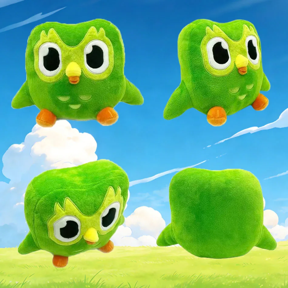 In Stock Duolingo Cute Green Duolingo Cartoon Eagle Plush Toy Children Companion Toy Birthday Gift