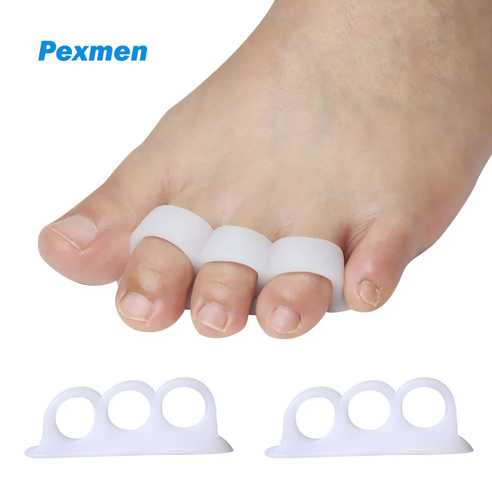 Pexmen 2Pcs Gel Toe Separators Toe Spacers Straightener for Bunions Hammertoe Overlapping and Claw Toes Reduce Foot Pain